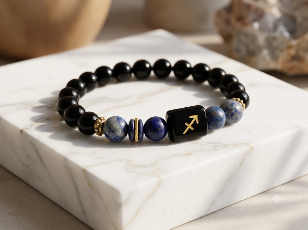 Certified Astrological Bracelet — Dhanu (Sagittarius) — Aesthetic Studio Presentation