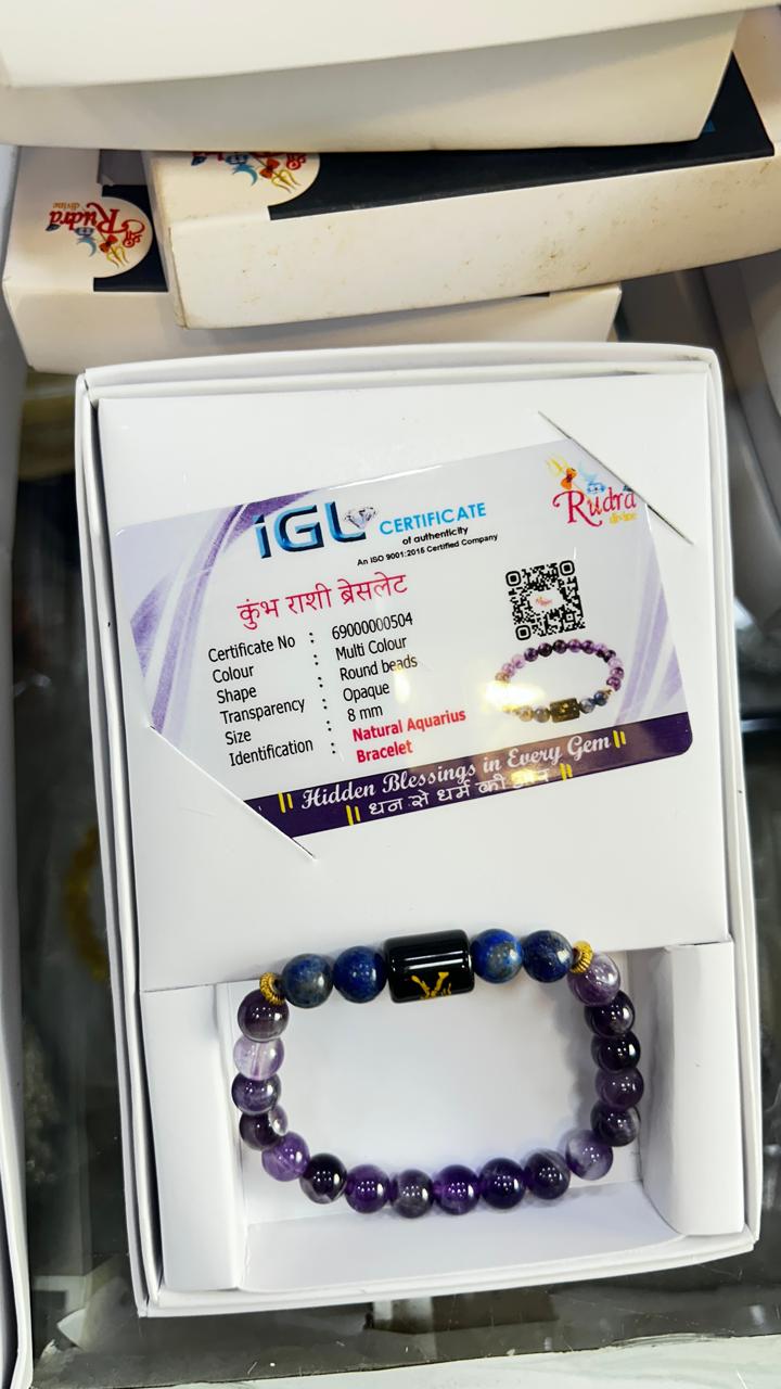 Certified Astrological Bracelet — Kumbh (Aquarius)