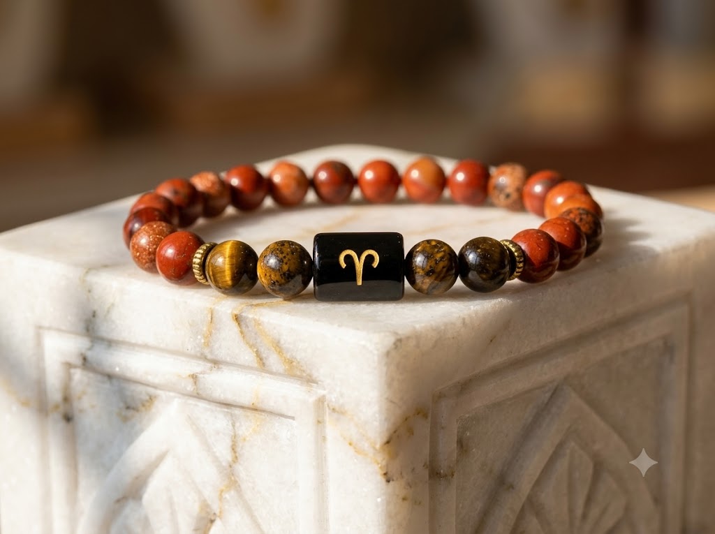 Certified Astrological Bracelet — Mesh (Aries) — Aesthetic Studio Presentation